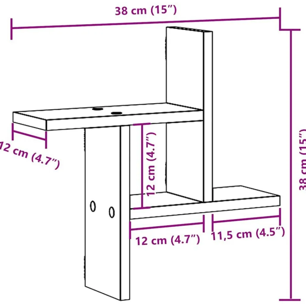 vidaXL Estanterías-Estantes de pared 2 uds madera ingeniería 38x12x38 cm