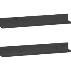 vidaXL Estantes de pared 2 uds madera maciza de pino 80x11x9 cm Gris Sale