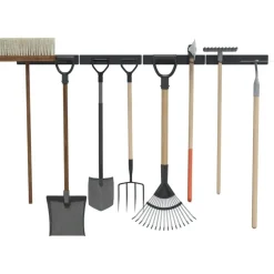 vidaXL Accesorios De Bricolaje-Estantes de pared de jardín para herramientas 4 uds acero negro