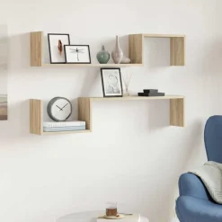 vidaXL Estantes de pared 2 uds madera de ingeniería roble 100x15x20 cm Roble Sonoma Best
