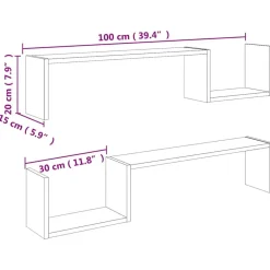 vidaXL Estantes de pared 2 uds madera de ingeniería roble 100x15x20 cm Roble Sonoma Best