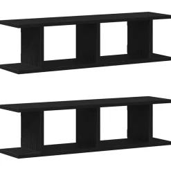 vidaXL Estantes de pared 2uds 75x18x20cm madera ingeniería Roble negro Outlet