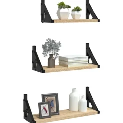 vidaXL Estanterías-Estantes de pared 3 pzas madera de ingeniería