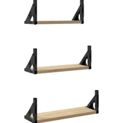 vidaXL Estanterías-Estantes de pared 3 pzas madera de ingeniería