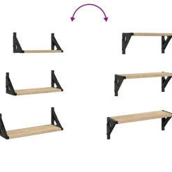 vidaXL Estanterías-Estantes de pared 3 pzas madera de ingeniería