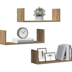 vidaXL Estantes de pared 3 uds madera ingeniería artisian 58x18x18 cm Roble Online