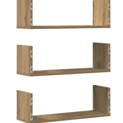 vidaXL Estantes de pared 3 uds madera ingeniería artisian 58x18x18 cm Roble Online