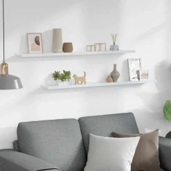 vidaXL Estantes de pared 2 unidades 100x9x3 cm Blanco Discount