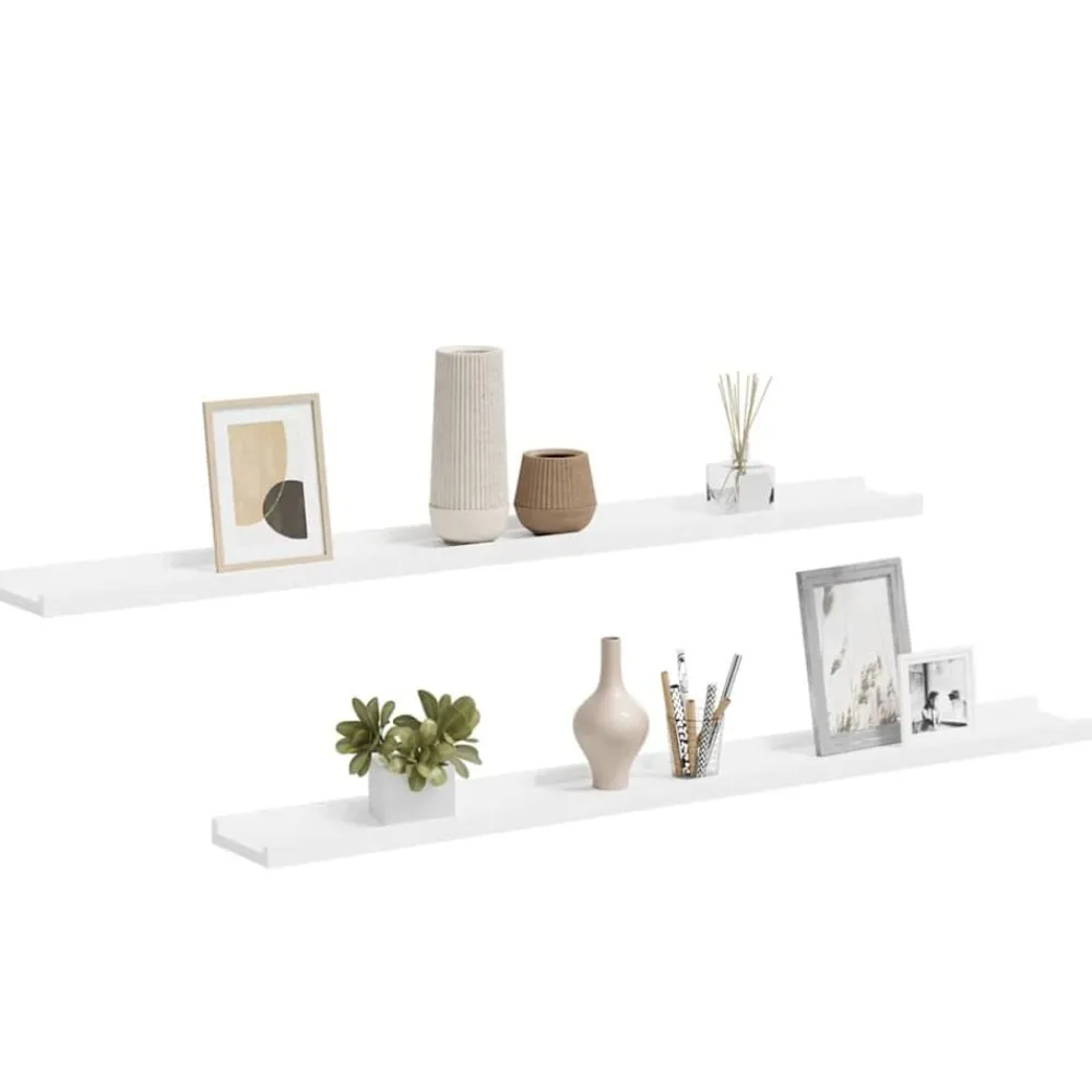 vidaXL Estantes de pared 2 unidades 100x9x3 cm Blanco Discount