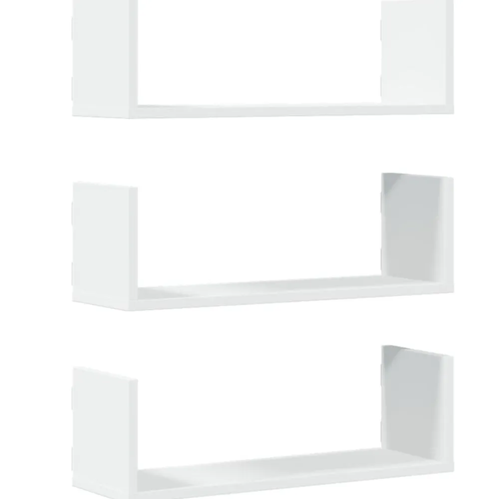 vidaXL Estantes de pared 2 uds madera ingeniería blanca 58x18x18 cm Blanco Discount