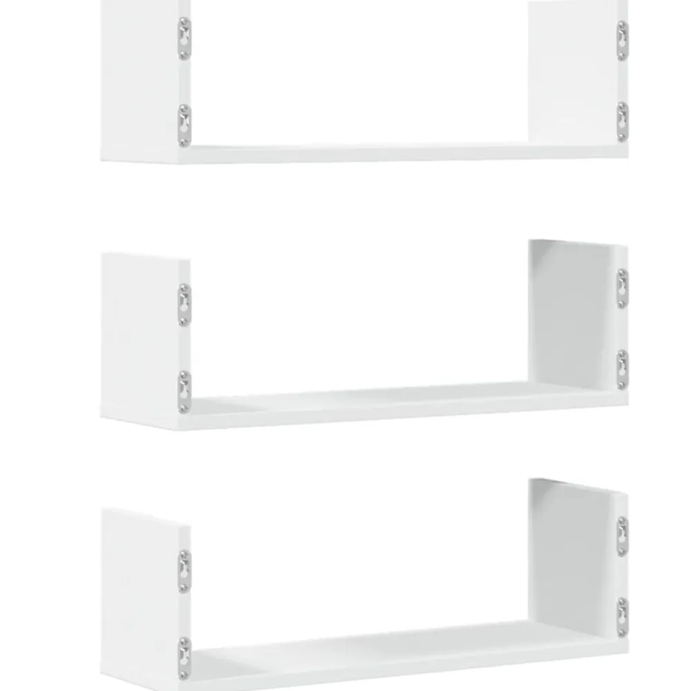 vidaXL Estantes de pared 2 uds madera ingeniería blanca 58x18x18 cm Blanco Discount