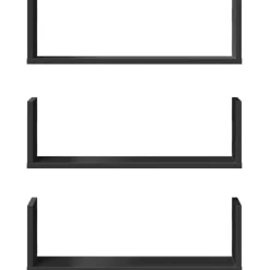 vidaXL Estantes de pared 3 uds madera de ingeniería 58x18x18 cm Negro Sale