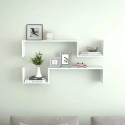 vidaXL Estantes de pared 2 uds madera contrachapada 100x15x20cm Blanco Outlet