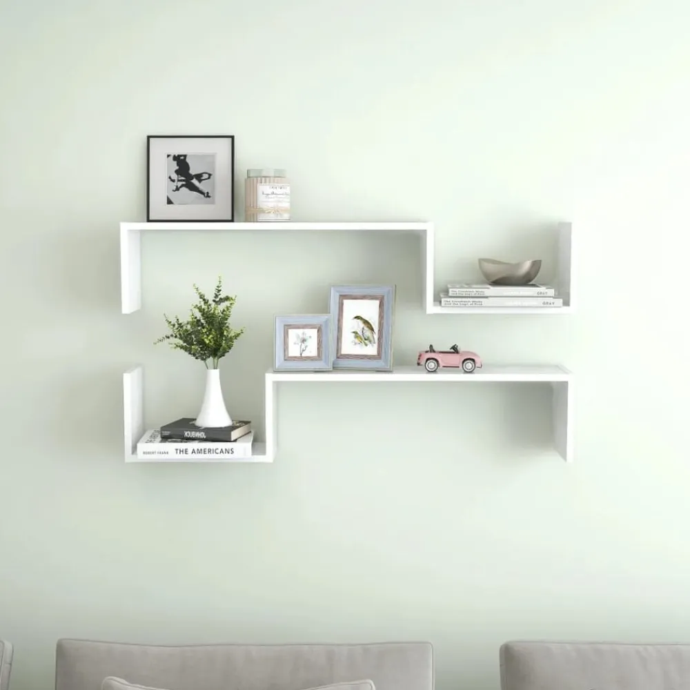 vidaXL Estantes de pared 2 uds madera contrachapada 100x15x20cm Blanco Outlet