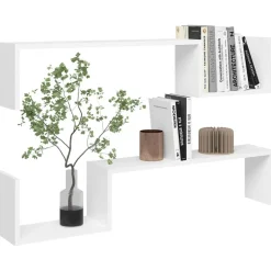 vidaXL Estantes de pared 2 uds madera contrachapada 100x15x20cm Blanco Outlet