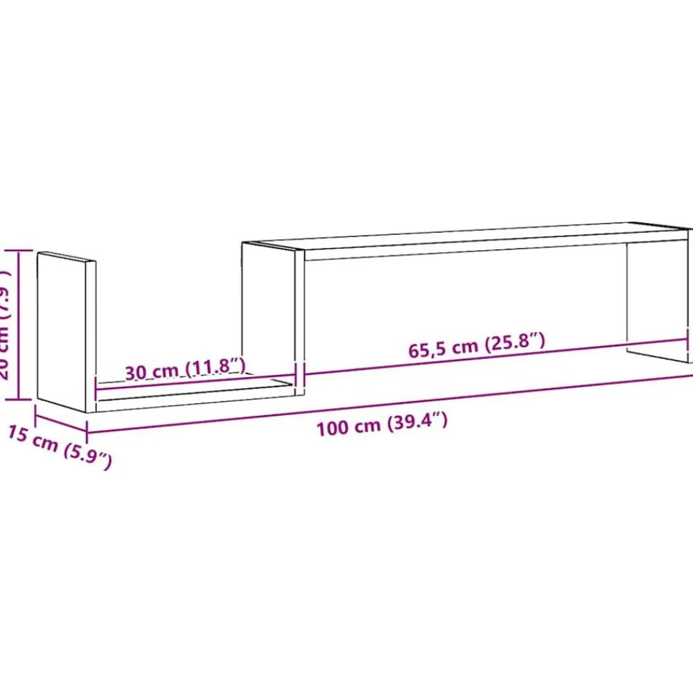 vidaXL Estantes de pared 2 uds madera contrachapada 100x15x20cm Blanco Outlet
