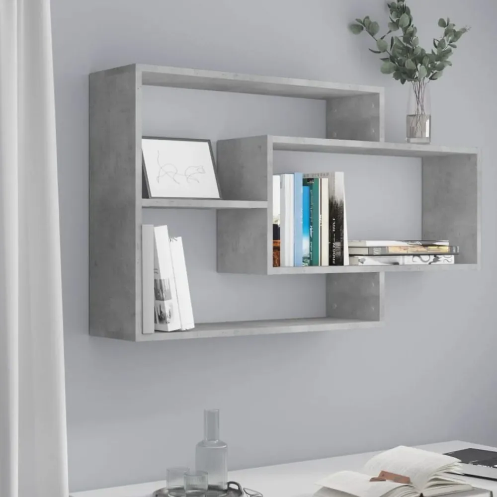 vidaXL Estantes de pared de contrachapada gris hormigón 104x20x58,5 cm Gris hormigón Sale