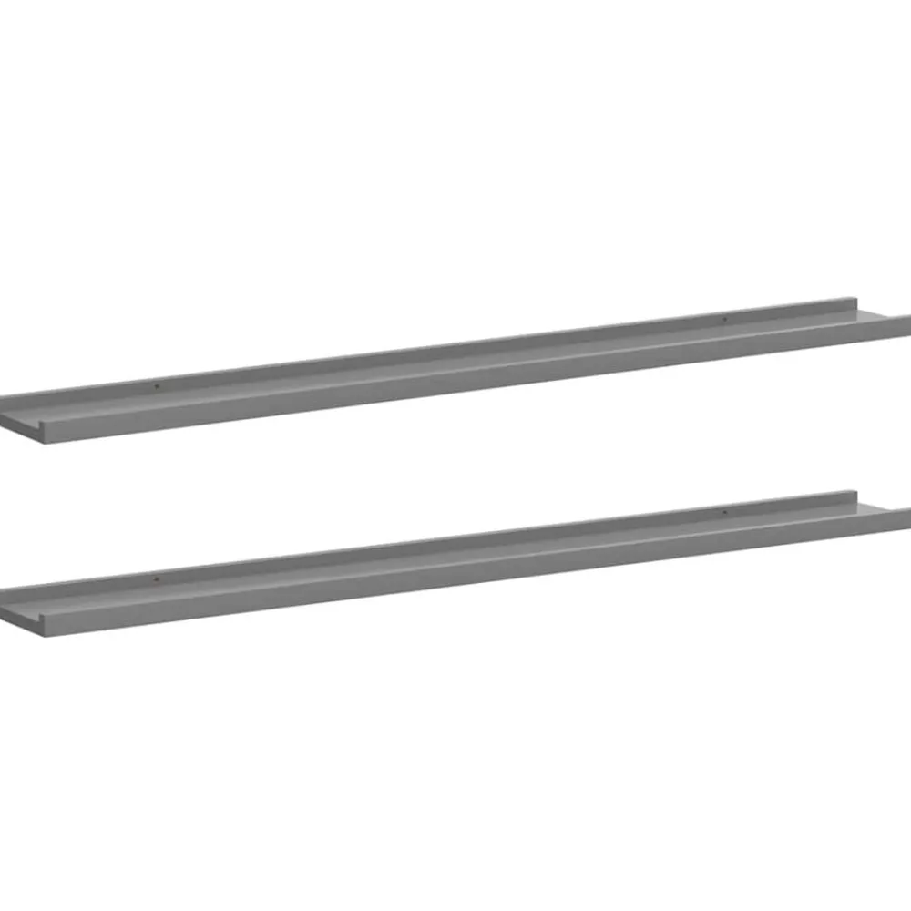vidaXL Estantes de pared 2 unidades 100x9x3 cm Gris New