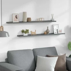 vidaXL Estantes de pared 2 unidades 100x9x3 cm Gris New