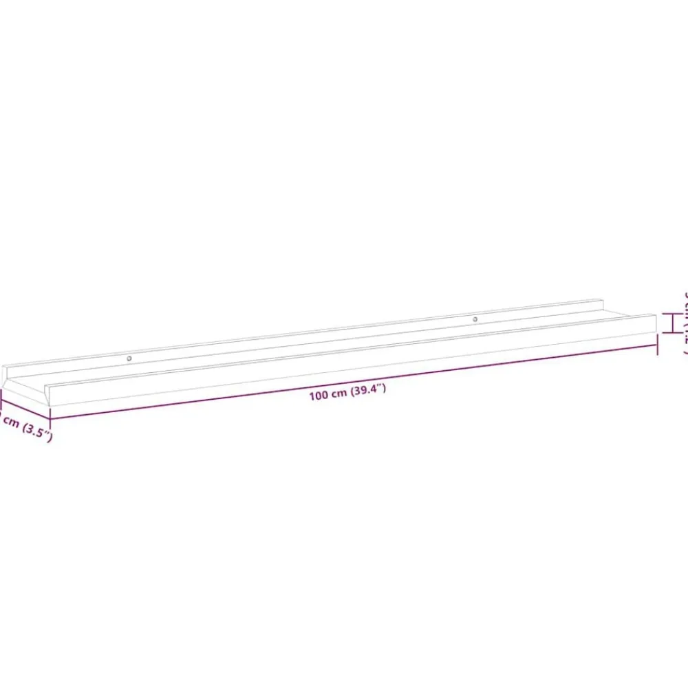 vidaXL Estantes de pared 2 unidades 100x9x3 cm Gris New
