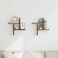 vidaXL Estantes de pared 2 uds madera ingeniería envejecida 38x12x38cm Madera antigua Online