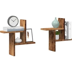vidaXL Estantes de pared 2 uds madera ingeniería envejecida 38x12x38cm Madera antigua Online