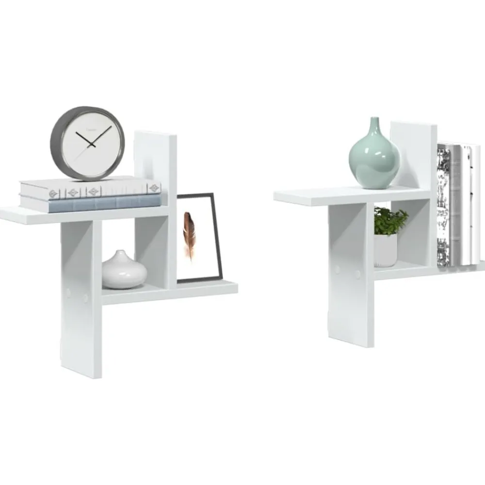 vidaXL Estantes de pared 2 uds madera contrachapada 38x12x38 cm Blanco Hot
