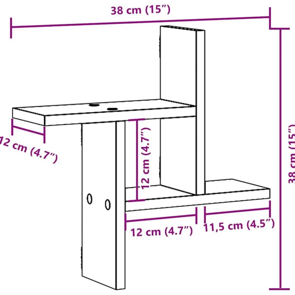 vidaXL Estantes de pared 2 uds madera contrachapada 38x12x38 cm Blanco Hot