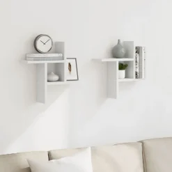 vidaXL Estantes de pared 2 uds madera contrachapada 38x12x38 cm Blanco Hot