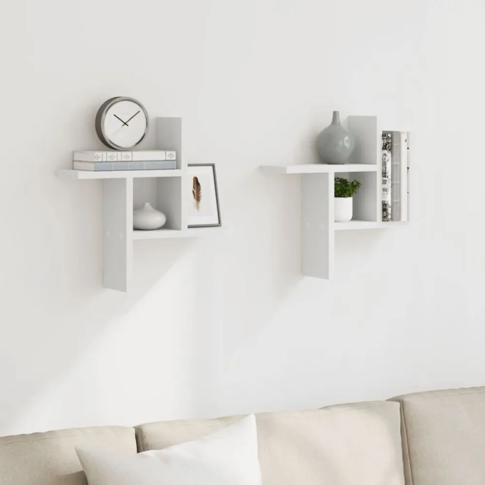 vidaXL Estantes de pared 2 uds madera contrachapada 38x12x38 cm Blanco Hot