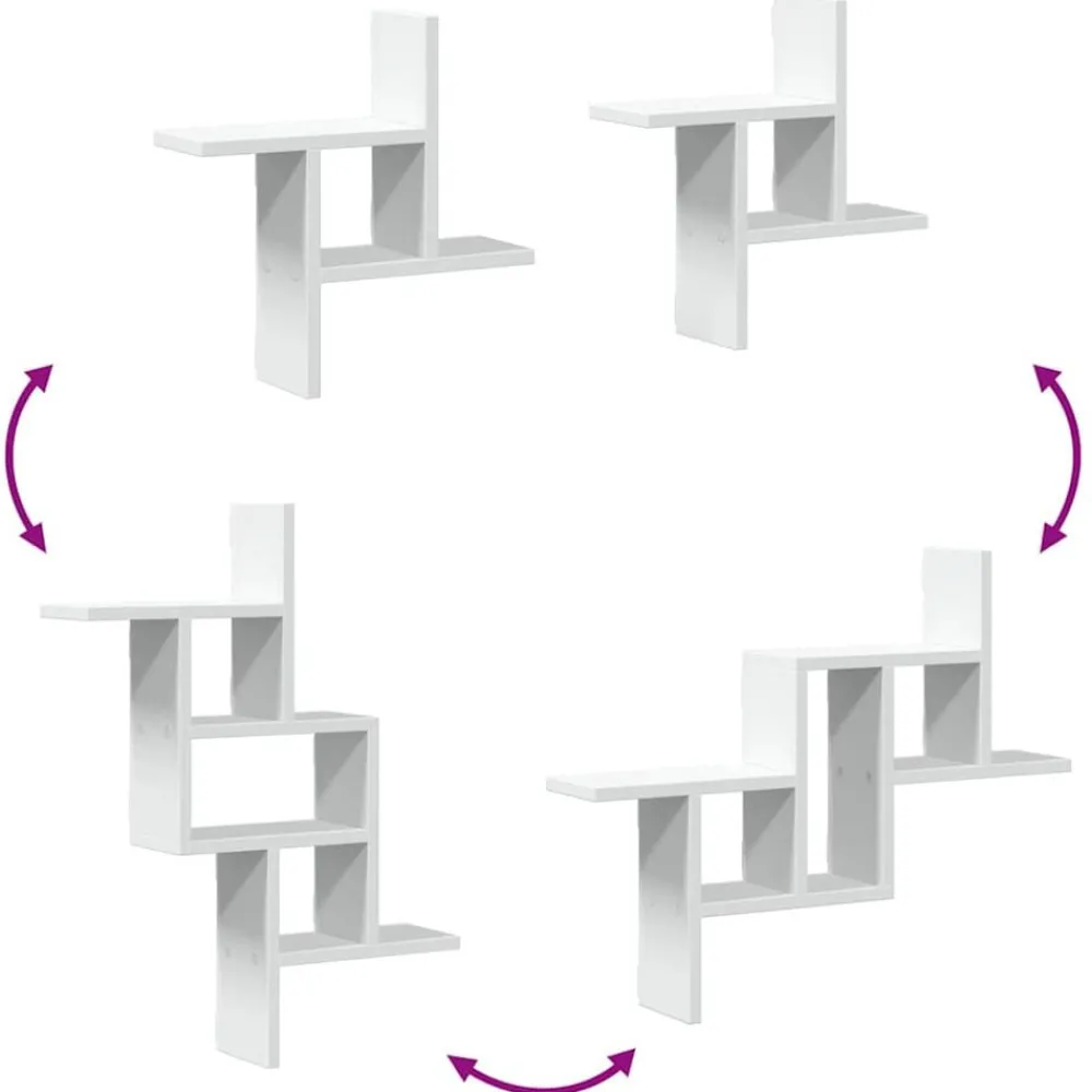 vidaXL Estantes de pared 2 uds madera contrachapada 38x12x38 cm Blanco Hot