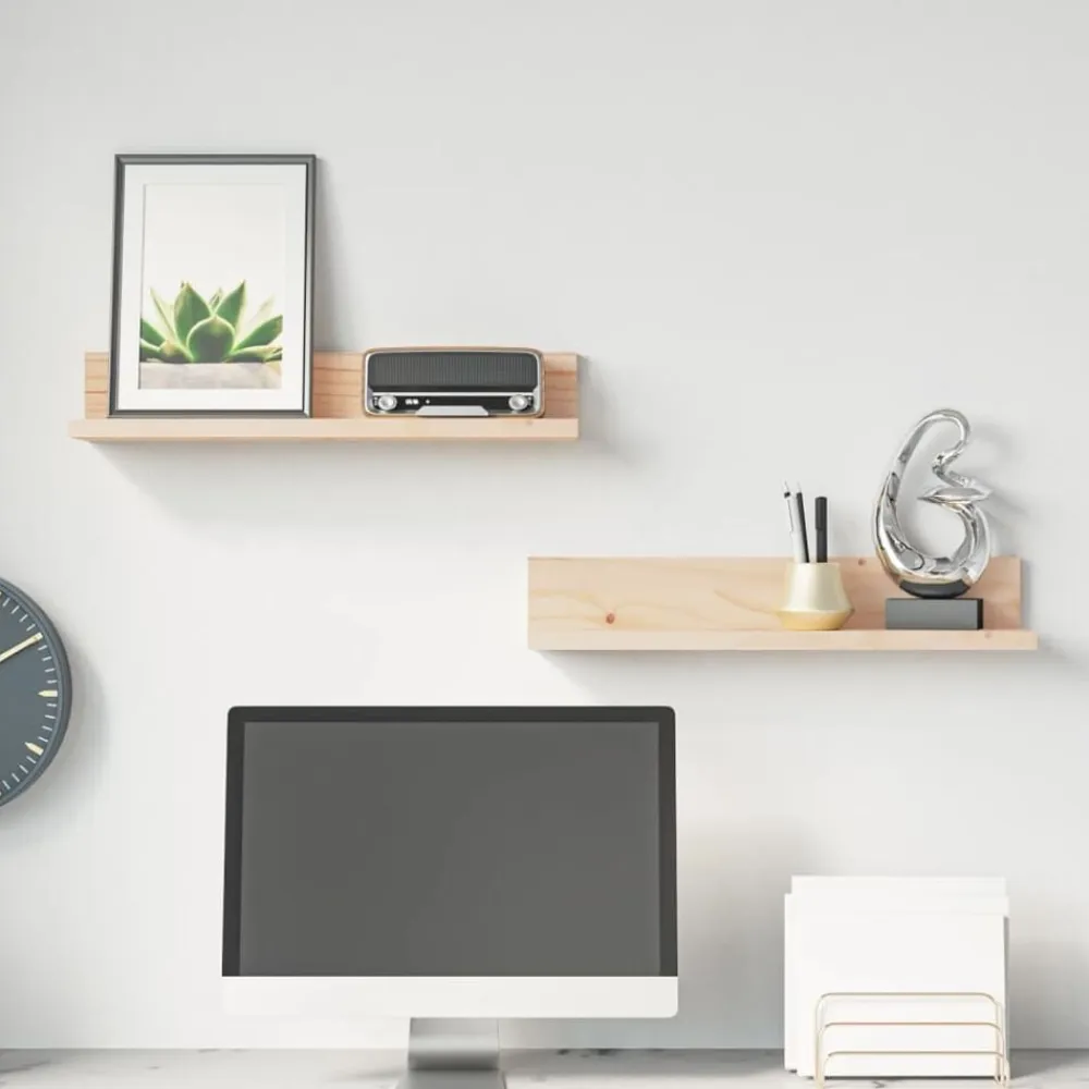 vidaXL Estanterías-Estantes de pared 2 uds madera maciza de pino 50x11x9 cm
