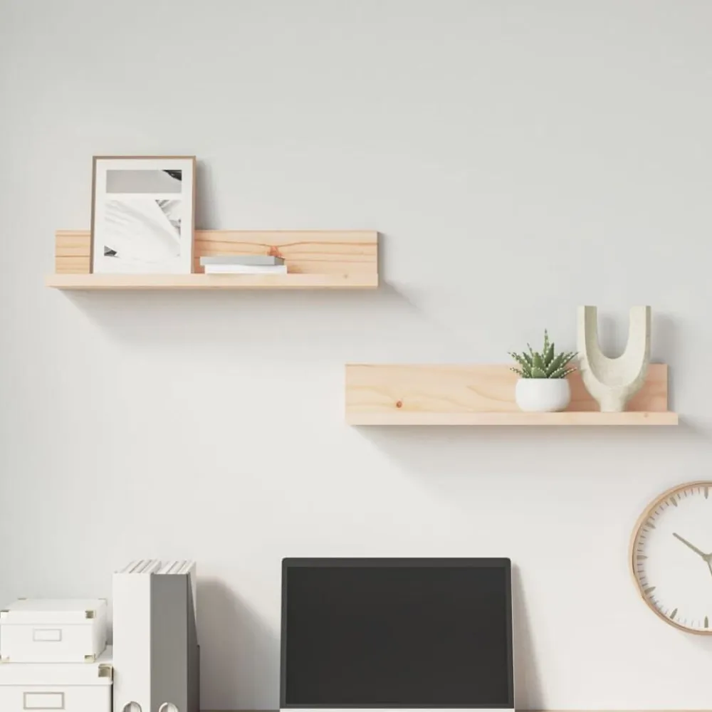 vidaXL Estanterías-Estantes de pared 2 uds madera maciza de pino 50x11x9 cm