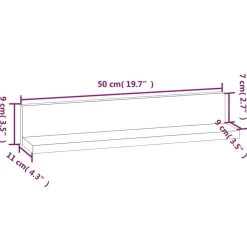 vidaXL Estanterías-Estantes de pared 2 uds madera maciza de pino 50x11x9 cm