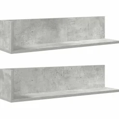 vidaXL Estantes de pared 2 uds madera gris hormigón 75x16,5x16,5 cm Gris hormig&oacute;n Online