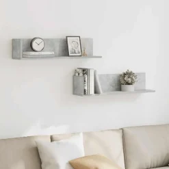 vidaXL Estantes de pared 2 uds madera gris hormigón 75x16,5x16,5 cm Gris hormigón Online