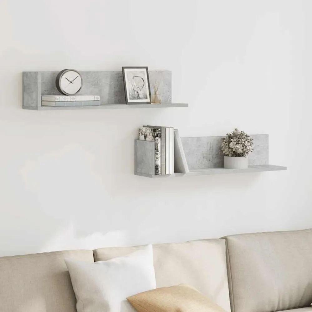 vidaXL Estantes de pared 2 uds madera gris hormigón 75x16,5x16,5 cm Gris hormigón Online