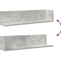 vidaXL Estantes de pared 2 uds madera gris hormigón 75x16,5x16,5 cm Gris hormigón Online