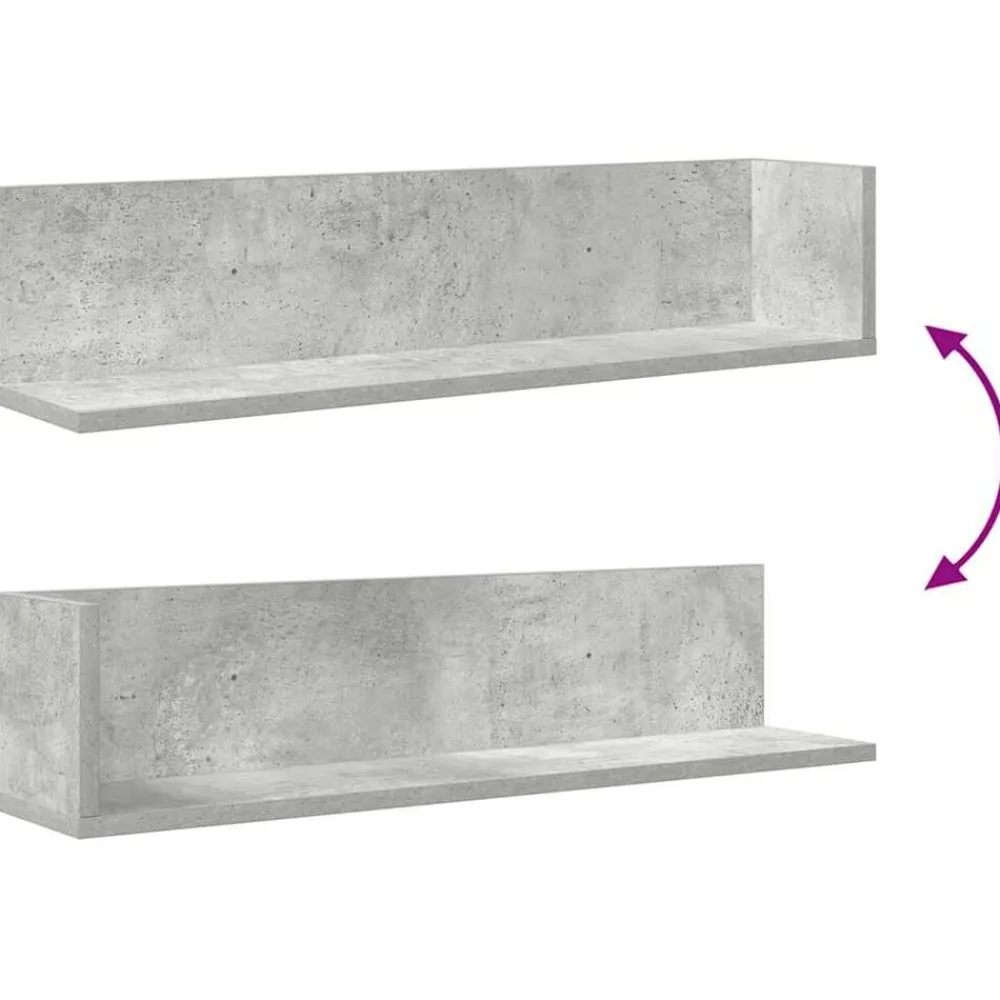vidaXL Estantes de pared 2 uds madera gris hormigón 75x16,5x16,5 cm Gris hormigón Online