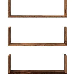 vidaXL Estanterías-Estantes de pared 3 uds madera ingeniería envejecida 58x18x18cm