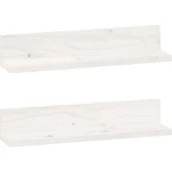 vidaXL Estantes de pared 2 uds madera maciza de pino 50x11x9 cm Blanco Sale