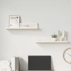 vidaXL Estantes de pared 2 uds madera maciza de pino 50x11x9 cm Blanco Sale