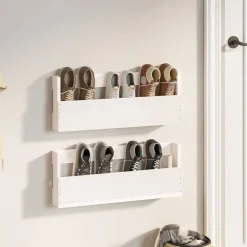 vidaXL Productos Del Hogar-Estantes de zapatos de pared 2 uds madera pino 59x9x23cm