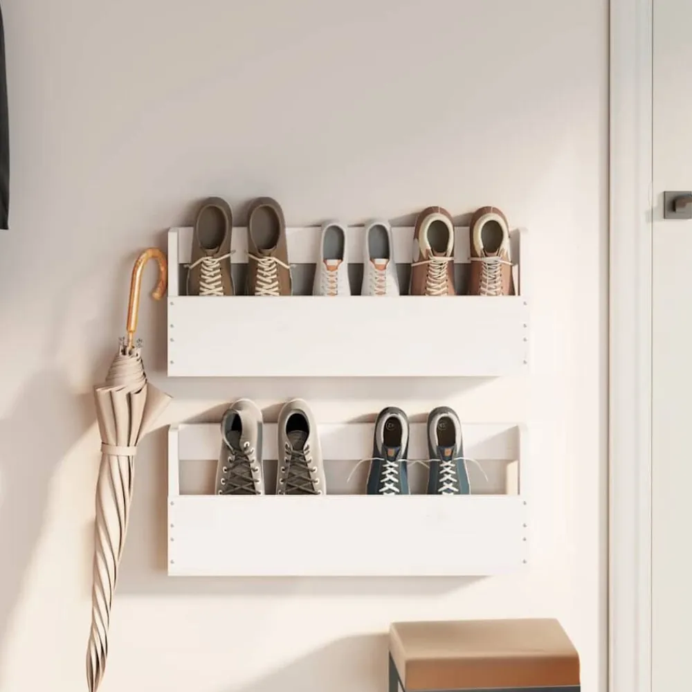 vidaXL Productos Del Hogar-Estantes de zapatos de pared 2 uds madera pino 59x9x23cm