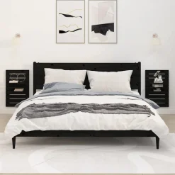 vidaXL Estanterías-Estantes mesitas de pared 2 uds madera maciza de pino