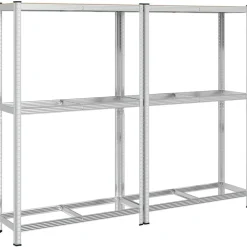 vidaXL Almacenamiento Industrial-Estantes para neumáticos de 2 capas 2 uds acero plateados