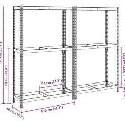 vidaXL Almacenamiento Industrial-Estantes para neumáticos de 2 capas 2 uds acero plateados