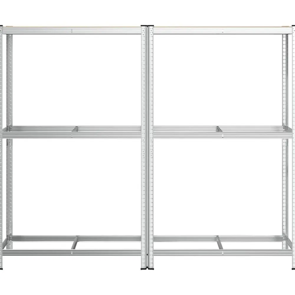vidaXL Almacenamiento Industrial-Estantes para neumáticos de 2 capas 2 uds acero plateados