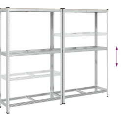 vidaXL Almacenamiento Industrial-Estantes para neumáticos de 2 capas 2 uds acero plateados