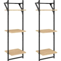 vidaXL Estantes pared 3 niveles barras 2 uds 30x25x100 cm Roble Sonoma